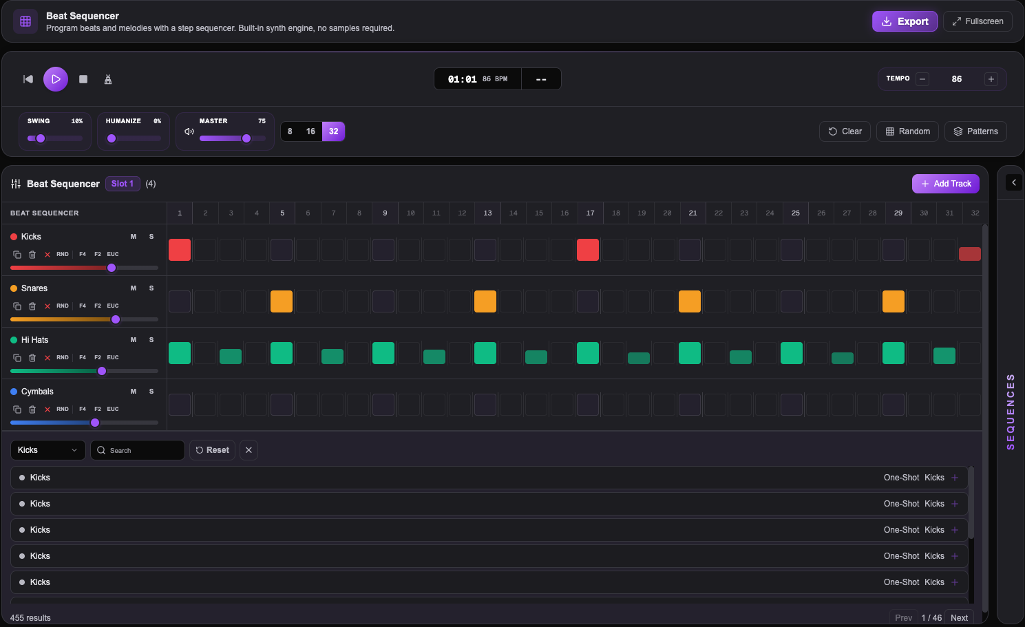 Sesionz Beat Maker - Full Interface