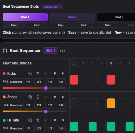 Beat sequencer grid